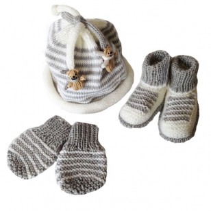 Newborn Knitted Set, Grey,